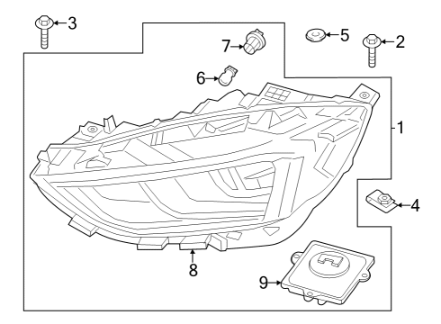 2021 Ford Edge Headlamp Components Diagram