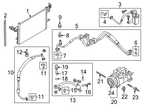 2013 Lincoln MKS A/C Condenser, Compressor & Lines Diagram