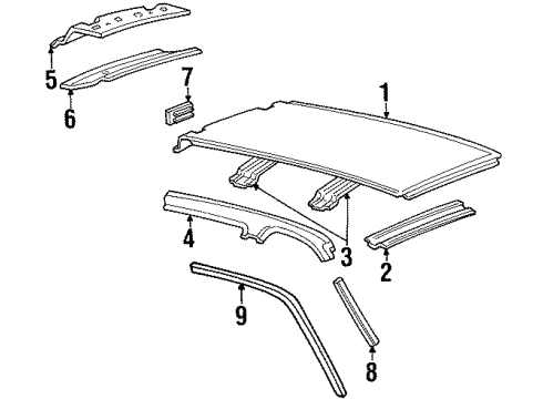 1999 Lincoln Navigator Header Assembly - Windscreen Diagram for YL3Z-1503418-AA