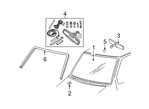 2013 Ford E-150 Windshield Glass, Reveal Moldings Diagram