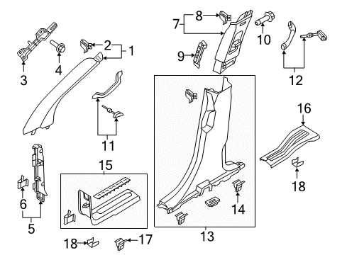 2014 Ford Explorer Interior Trim - Pillars, Rocker & Floor Diagram