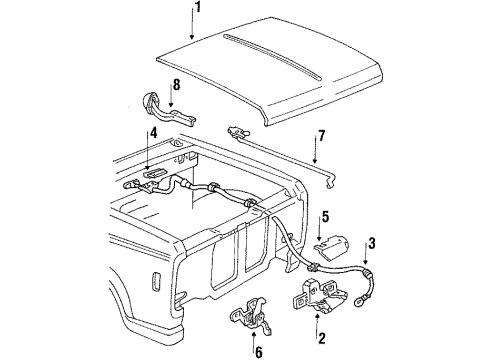 1987 Ford Ranger Hood & Components Diagram