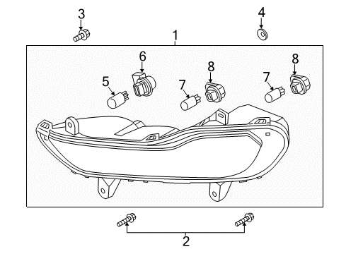 2014 Ford Escape Lamp Assembly - Side Marker Diagram for CJ5Z-13201-B