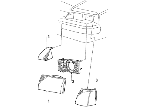 1987 Mercury Cougar Headlamp Components, Park Lamps Diagram