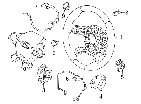 2016 Ford Focus Steering Wheel Assembly Diagram for F1EZ-3600-AB