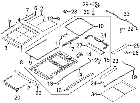 2016 Ford Edge Bracket - Roof Opening Panel Diagram for FT4Z-58518B41-B