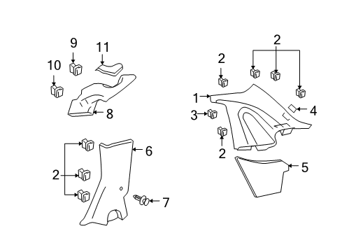 2001 Ford Focus Interior Trim - Quarter Panels Diagram 2 - Thumbnail