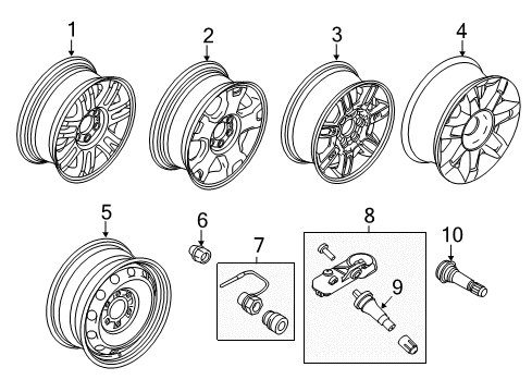 2012 Ford F-150 Wheels, Covers & Trim Diagram 2 - Thumbnail