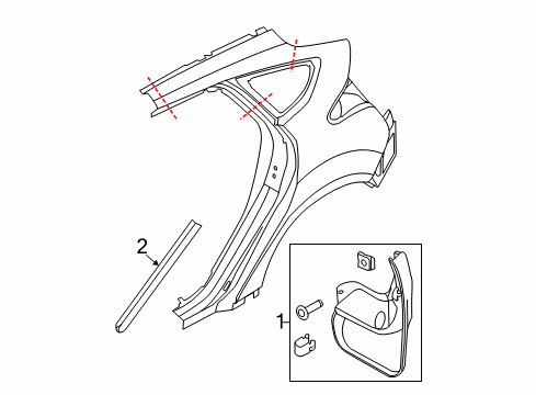 2016 Ford Focus Exterior Trim - Quarter Panel Diagram 1 - Thumbnail