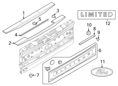 2024 Ford F-250 Super Duty Exterior Trim - Tail Gate Diagram