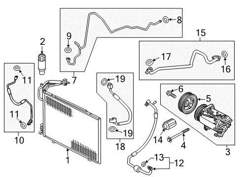 2015 Ford Fiesta A/C Condenser, Compressor & Lines Diagram