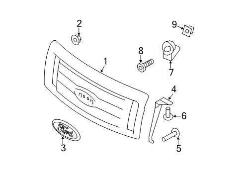 2013 Ford F-150 Grille Assembly - Radiator Diagram for DL3Z-8200-FA