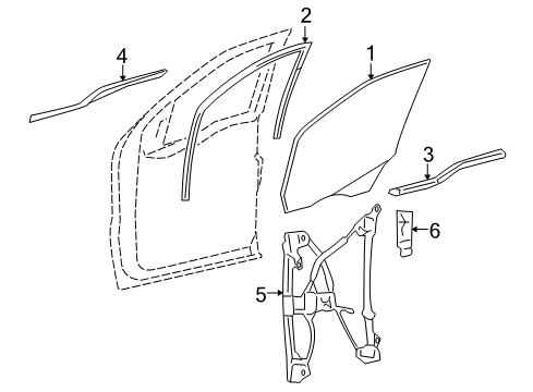 2006 Lincoln Mark LT Front Door - Glass & Hardware Diagram