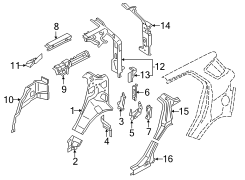 2018 Ford EcoSport EXTENSION - "D" PILLAR Diagram for GN1Z-7441055-A