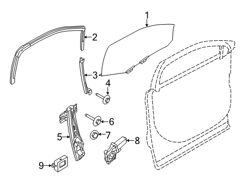 2019 Ford Explorer Front Door - Glass & Hardware Diagram