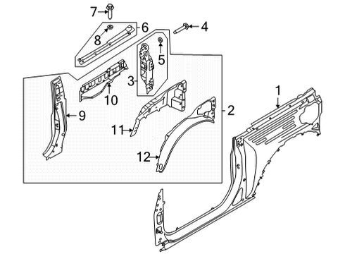 2023 Ford Bronco PANEL ASY - BODY SIDE INNER Diagram for M2DZ-9827864-A