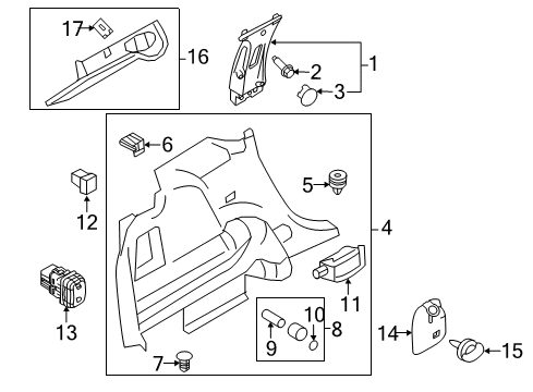 2015 Lincoln MKX Lamp Assembly - Luggage Compartment Diagram for 9A1Z-13776-A