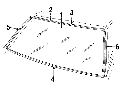 1985 Ford Escort Windshield Glass, Reveal Moldings Diagram