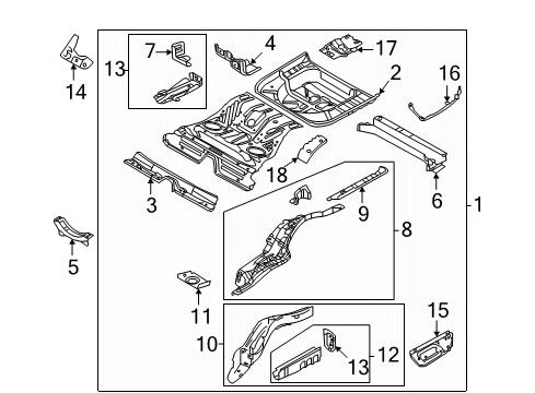 2016 Ford Special Service Police Sedan Rear Floor & Rails Diagram