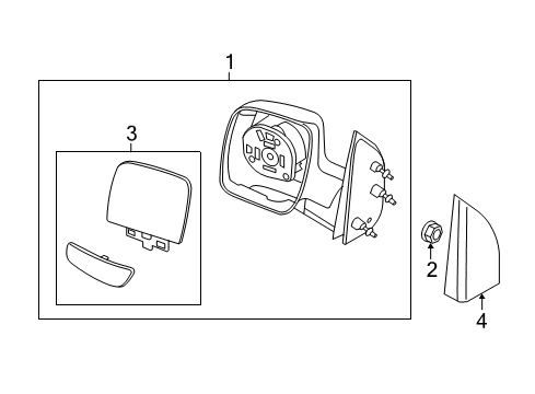 2013 Ford E-150 Glass Assembly - Rear View Outer Mirror Diagram for 4C2Z-17K707-A