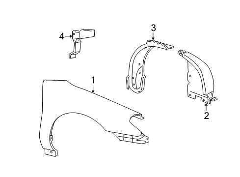 2000 Mercury Sable Fender Assembly - Front Diagram for YF4Z-16005-BA