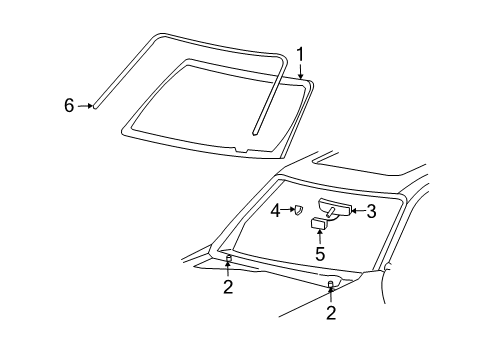 2003 Lincoln Aviator Windshield Glass Diagram for 3C5Z-7803100-AA