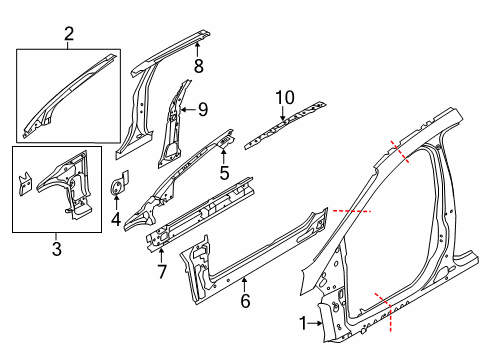 2014 Ford Focus Aperture Panel, Center Pillar, Hinge Pillar, Rocker Diagram