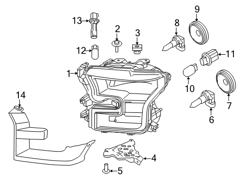 2015 Ford F-150 Lamp Assembly - L.E.D. Diagram for FL3Z-13C626-A