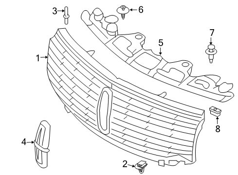 2014 Lincoln Navigator Grille Assembly - Radiator Diagram for 7L7Z-8200-A