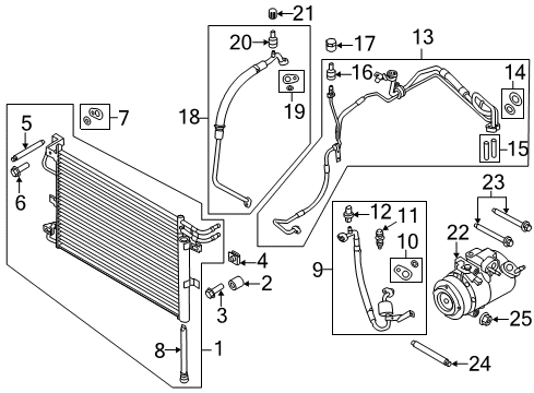 2013 Ford Police Interceptor Utility A/C Condenser, Compressor & Lines Diagram