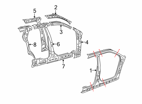 2005 Ford Freestyle Center Pillar & Rocker, Hinge Pillar, Uniside Diagram