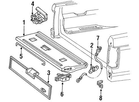 1989 Ford Ranger Cable Assy - Tailgate Support Diagram for E9TZ-9943052-B