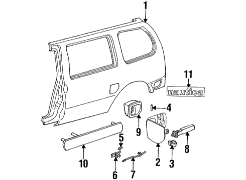 1994 Mercury Villager Door Fuel Tank Filler Diagram for F3XY12405A26A