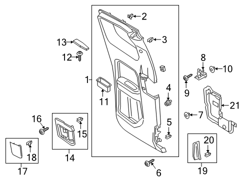 2023 Ford Ranger Interior Trim - Rear Door Diagram