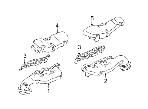 2005 Lincoln LS Exhaust Manifold Assembly Diagram for 5W4Z-9431-AA