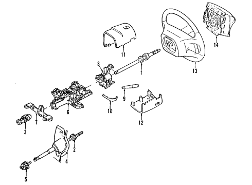 1996 Lincoln Mark VIII Steering Column & Wheel, Steering Gear & Linkage Diagram 1 - Thumbnail