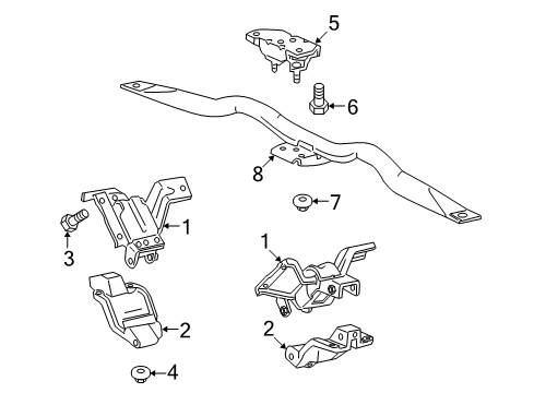 2007 Mercury Grand Marquis Engine & Trans Mounting Diagram