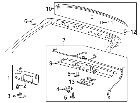 2016 Ford Mustang VISOR Assembly - SUN Diagram for KR3Z-6304104-AA