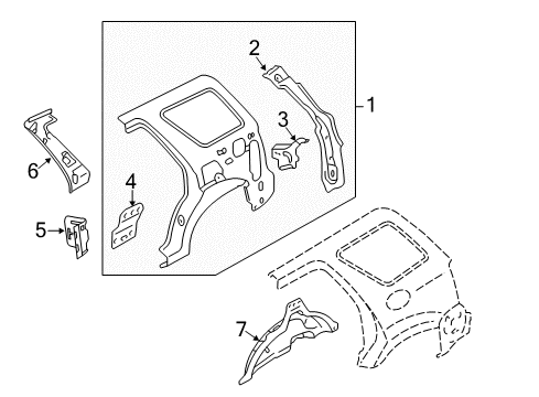 2009 Ford Escape Inner Structure - Quarter Panel Diagram