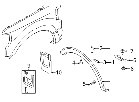 2022 Ford F-250 Super Duty Exterior Trim - Fender Diagram