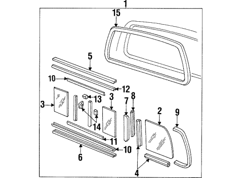 1997 Ford Ranger Weatherstrip - Rear Diagram for E9TZ-1042084-A