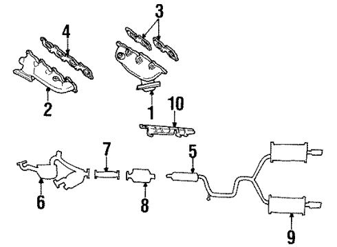 1996 Lincoln Continental Exhaust Manifold Assembly Diagram for F5OY9431A