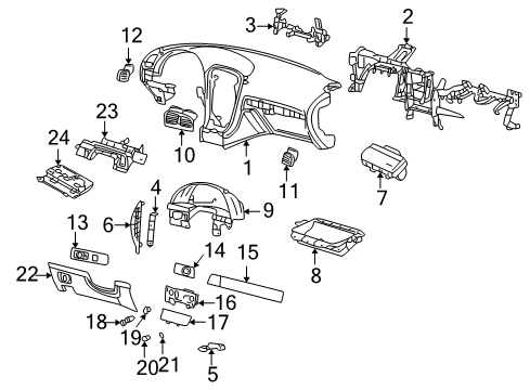 2002 Ford Thunderbird Louvre Assembly - Vent Air Diagram for XW4Z-19893-HAD