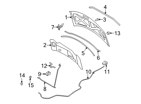 2008 Lincoln MKX Hood & Components, Body Diagram