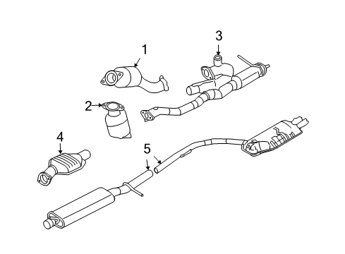 2005 Mercury Montego Catalytic Converter Assembly Diagram for 7F9Z-5E213-A