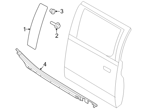 2023 Ford F-350 Super Duty Exterior Trim - Rear Door Diagram