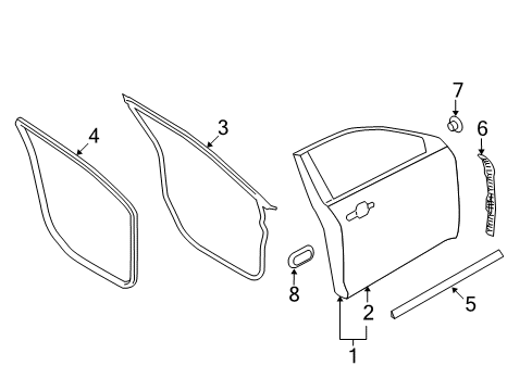 2010 Ford Taurus Weatherstrip Assy - Door Opening Diagram for AG1Z-5420708-AB