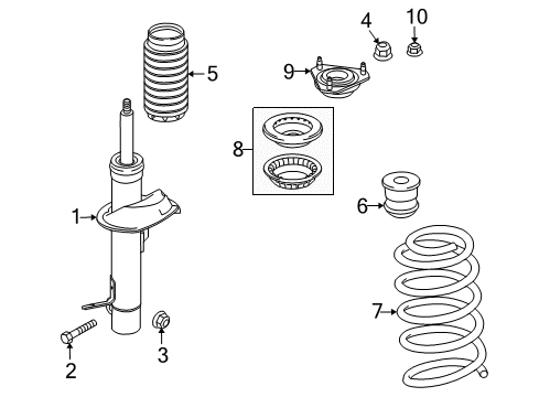 2011 Ford Transit Connect Struts & Components - Front Diagram