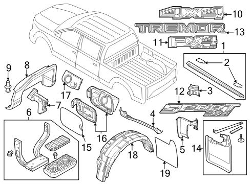 2024 Ford F-250 Super Duty Exterior Trim - Pick Up Box Diagram