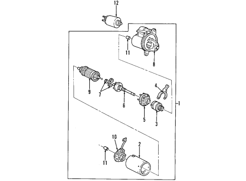 1997 Ford Expedition Starter Motor Assembly Diagram for F7UZ-11002-AARM